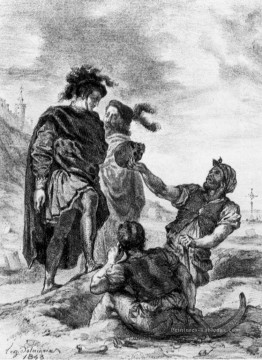  romantique Tableau - Hamlet et Horatio au croquis du cimetière romantique Eugène Delacroix